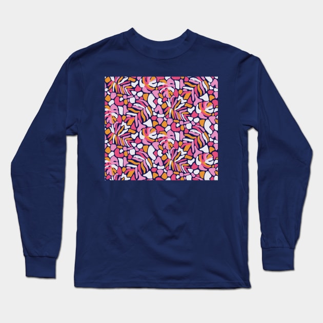 Matisse Pink Tropical Leaves Long Sleeve T-Shirt by Carolina Díaz